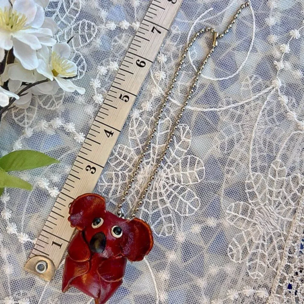 Handmade Red Koala Bear Leather Purse Charm Keychain